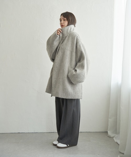 notch.（ノッチ）の「【 notch.by yui 】シャギースタンドカラーコート（ブルゾン・レディース・マスタード/グレー/チャコールグレー・M/TM）」の11枚目の写真