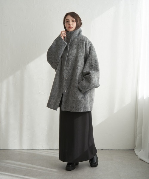 notch.（ノッチ）の「【 notch.by yui 】シャギースタンドカラーコート（ブルゾン・レディース・マスタード/グレー/チャコールグレー・M/TM）」の22枚目の写真