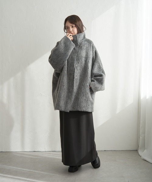 notch.（ノッチ）の「【 notch.by yui 】シャギースタンドカラーコート（ブルゾン・レディース・マスタード/グレー/チャコールグレー・M/TM）」の21枚目の写真