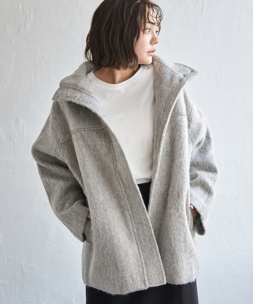 notch.（ノッチ）の「【 notch.by yui 】シャギースタンドカラーコート（ブルゾン・レディース・マスタード/グレー/チャコールグレー・M/TM）」の12枚目の写真