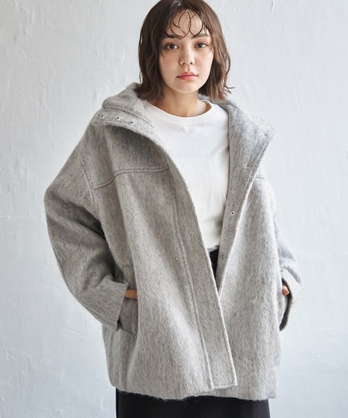 notch.（ノッチ）の「【 notch.by yui 】シャギースタンドカラーコート（ブルゾン・レディース・マスタード/グレー/チャコールグレー・M/TM）」の13枚目の写真