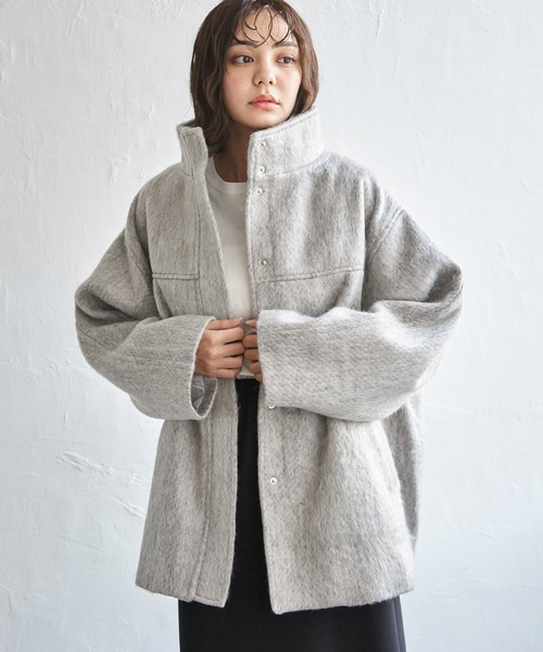 notch.（ノッチ）の「【 notch.by yui 】シャギースタンドカラーコート（ブルゾン・レディース・マスタード/グレー/チャコールグレー・M/TM）」の14枚目の写真