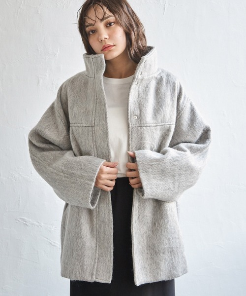 notch.（ノッチ）の「【 notch.by yui 】シャギースタンドカラーコート（ブルゾン・レディース・マスタード/グレー/チャコールグレー・M/TM）」の15枚目の写真