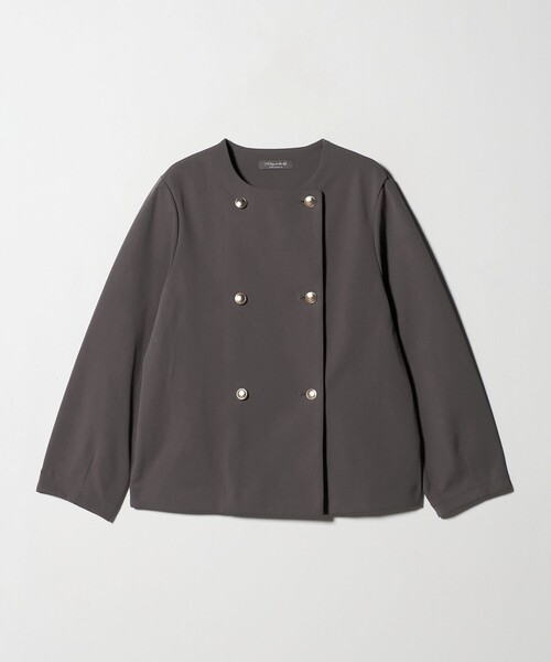 セール】ダブルニット ノーカラー カーディガンジャケット＜A DAY IN