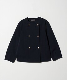 レディースのノーカラージャケット（ブルー・ネイビー/青色系