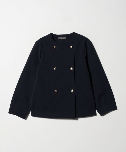 セール】ダブルニット ノーカラー カーディガンジャケット＜A DAY IN