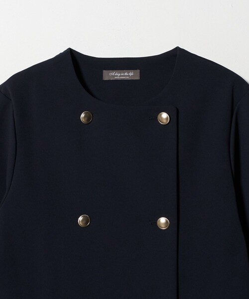 セール】ダブルニット ノーカラー カーディガンジャケット＜A DAY IN