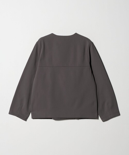 セール】ダブルニット ノーカラー カーディガンジャケット＜A