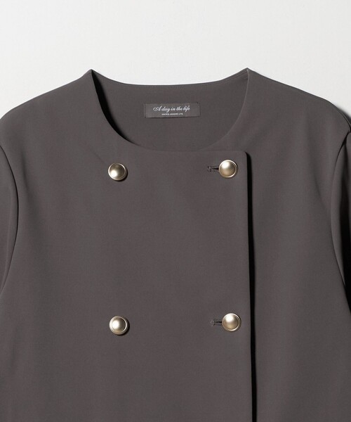 セール】ダブルニット ノーカラー カーディガンジャケット＜A DAY IN