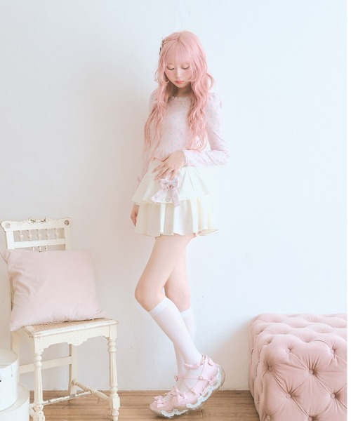 Fiorforte（フィオルフォルテ）の「petit rose tiered skirt（スカート・レディース・ピンク/ホワイト・MEDIUM/SMALL）」の4枚目の写真