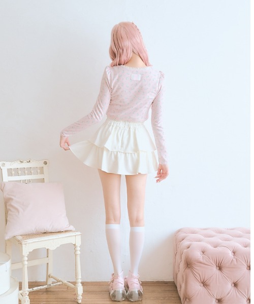 Fiorforte（フィオルフォルテ）の「petit rose tiered skirt（スカート・レディース・ピンク/ホワイト・MEDIUM/SMALL）」の5枚目の写真