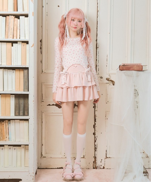 Fiorforte（フィオルフォルテ）の「petit rose tiered skirt（スカート・レディース・ピンク/ホワイト・MEDIUM/SMALL）」の3枚目の写真