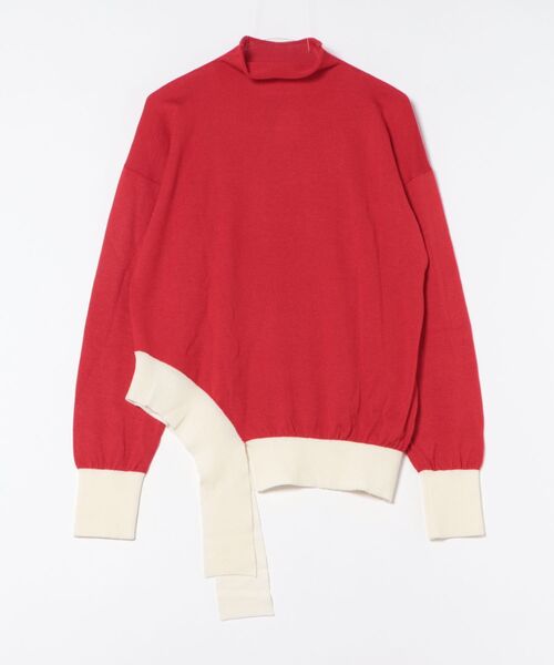 sulvam（サルバム）の「sulvam/サルバム/HIGH NECK RANDOM HEM KNIT/ハイネックランダムヘムニット（ニット/セーター・メンズ・ベージュ/レッド・L/M）」の2枚目の写真