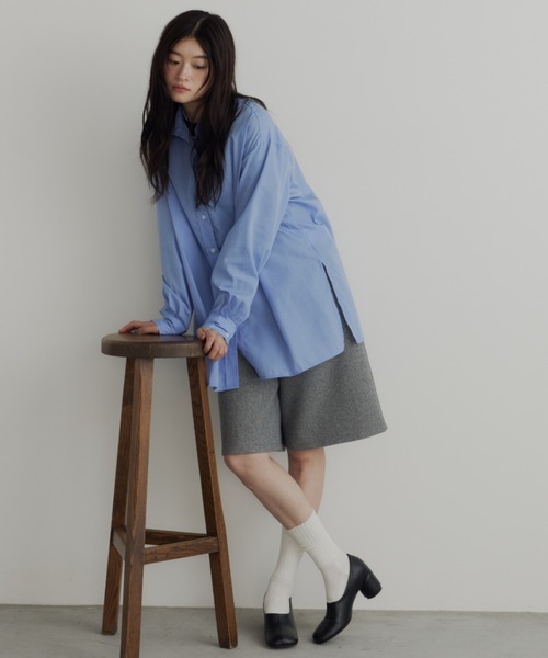 bita.(ビタ)の「ウールライクワイドハーフパンツ(その他パンツ・レディース・アイボリー/チャコールグレー・FREE)」の21枚目の写真