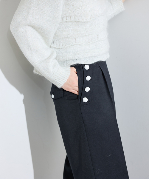 IENA(イエナ)の「ウール混マリンパンツ(スラックス・レディース・ベージュ/ネイビー・36/38)」の2枚目の写真