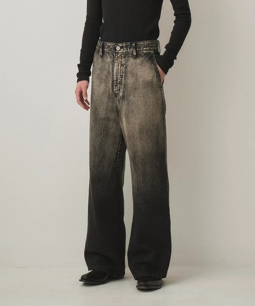 Juha(ユハ)の「【JUHA/ユハ】GRADATION WIDE DENIM(デニムパンツ・メンズ・ブラック・3/4)」の1枚目の写真