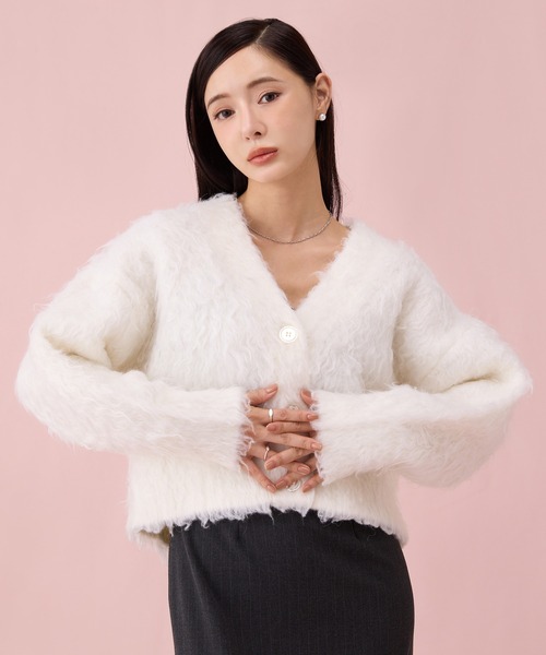 セール】カールシャギーニットカーディガン（カーディガン/ボレロ