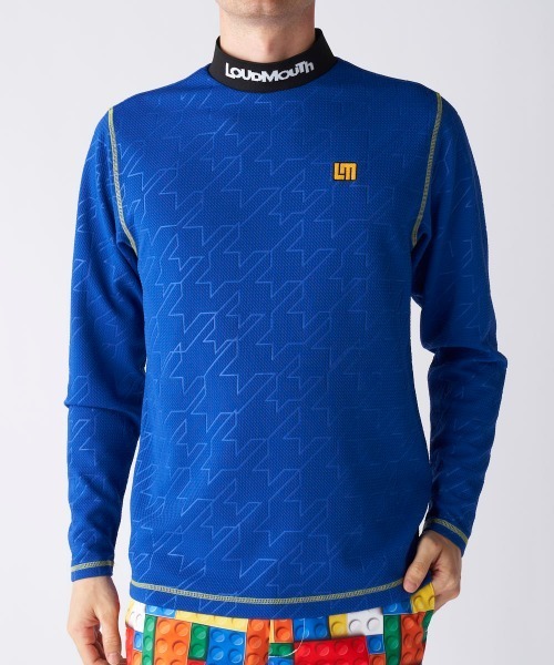 ラウドマウス メンズ エンボスジャージ長袖シャツ ゴルフウェア トップス UVカット ホワイト 白 ブラック 黒 ブルー 青 ピンク グリーン 緑 送料無料 LOUDMOUTH 775500 セール】【Loudmouth/ラウドマウス】エンボスジャージモックネック長袖