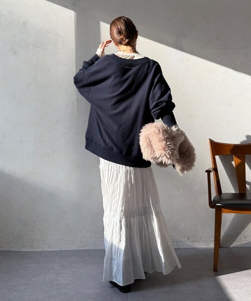 DouDou（ドゥドゥ）の「レース切替ワッシャースカート（スカート・レディース・オフホワイト/ブラック/カーキ・FREE）」の8枚目の写真