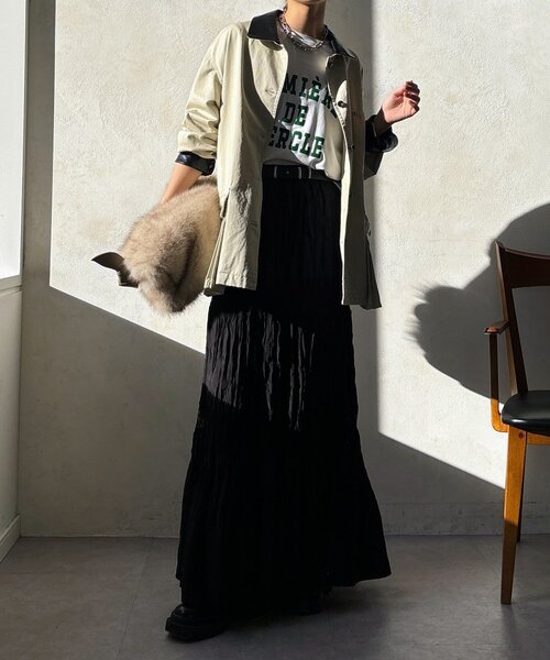 DouDou（ドゥドゥ）の「レース切替ワッシャースカート（スカート・レディース・オフホワイト/ブラック/カーキ・FREE）」の14枚目の写真