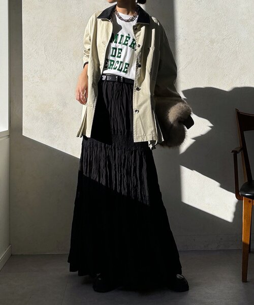 DouDou（ドゥドゥ）の「レース切替ワッシャースカート（スカート・レディース・オフホワイト/ブラック/カーキ・FREE）」の16枚目の写真