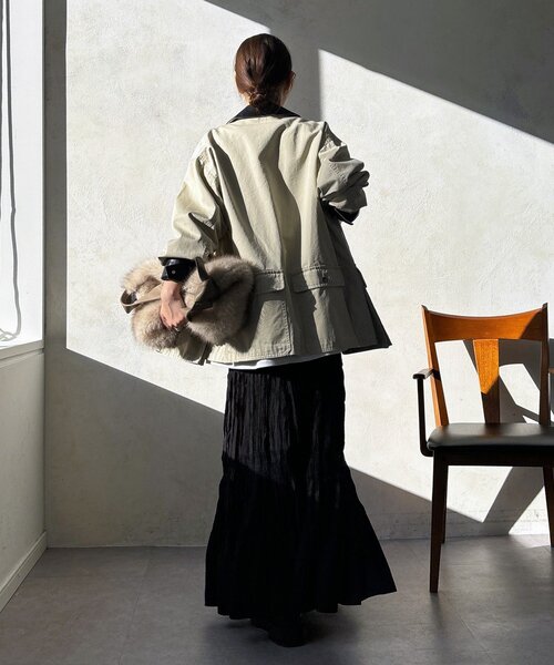 DouDou（ドゥドゥ）の「レース切替ワッシャースカート（スカート・レディース・オフホワイト/ブラック/カーキ・FREE）」の17枚目の写真