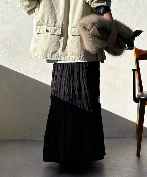 DouDou（ドゥドゥ）の「レース切替ワッシャースカート（スカート・レディース・オフホワイト/ブラック/カーキ・FREE）」の21枚目の写真