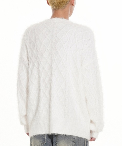 WESTBOY(ウエストボーイ)の「ルーズシルエット グリッドニットセーター WO25W4TP02(ニット/セーター・メンズ・ホワイト・XL/M/L)」の3枚目の写真
