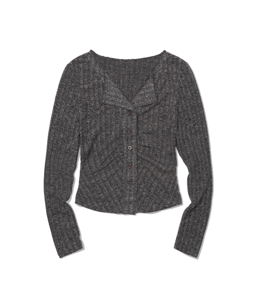 MOAA(モア)の「Shirred Collar Rib Top (CHARCOAL)(カーディガン/ボレロ・レディース・その他・SMALL/MEDIUM)」の1枚目の写真