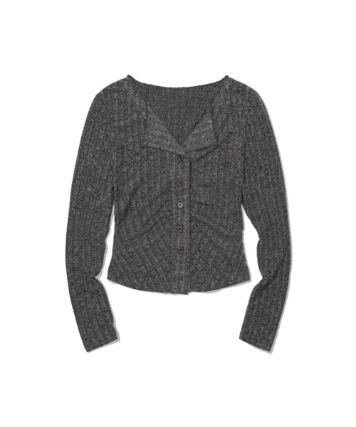 MOAA(モア)の「Shirred Collar Rib Top (CHARCOAL)(カーディガン/ボレロ・レディース・その他・SMALL/MEDIUM)」の2枚目の写真