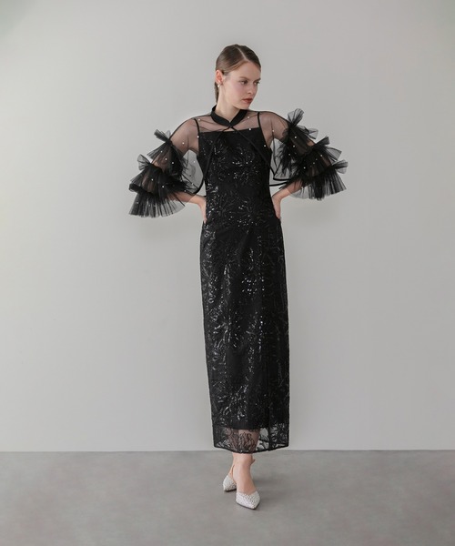 Leja（レジャ）の「【LEJA】チュールフリルスリーブIラインワンピース