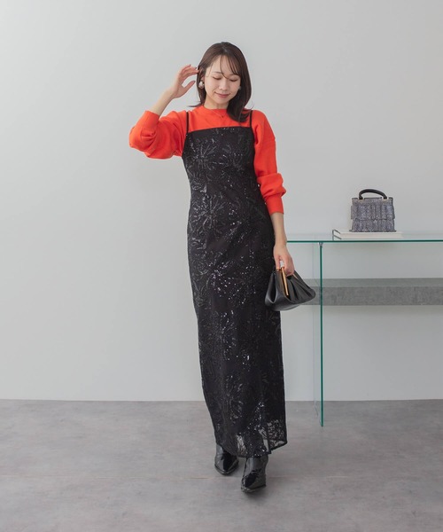 Leja（レジャ）の「【LEJA】チュールフリルスリーブIラインワンピースドレス2点セット 美脚効果結婚式 パーティードレス 成人式 二次会 同窓会 お呼ばれ オケージョン 20代 30代（ドレス・レディース・ブラック/グレー・SMALL/MEDIUM）」の18枚目の写真