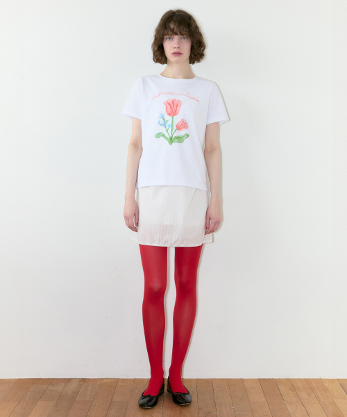 SINOON（シヌーン）の「Tulip Flower T-Shirt (White)（Tシャツ/カットソー・レディース・ホワイト・FREE）」の2枚目の写真