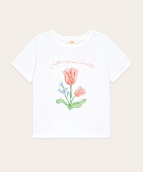 SINOON（シヌーン）の「Tulip Flower T-Shirt (White)（Tシャツ/カットソー・レディース・ホワイト・FREE）」の4枚目の写真