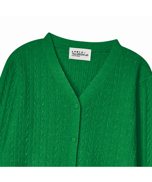 THE GREEN LAB（ザグリーンラボ）の「Vネックケーブルニットカーディガン[グリーン]（カーディガン/ボレロ・レディース・その他・FREE）」の9枚目の写真