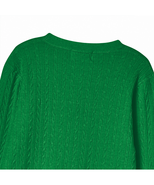 THE GREEN LAB（ザグリーンラボ）の「Vネックケーブルニットカーディガン[グリーン]（カーディガン/ボレロ・レディース・その他・FREE）」の10枚目の写真