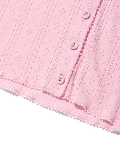YOUHEE(ユヒ)の「EYELET COLLAR CARDIGAN PINK(カーディガン/ボレロ・レディース・その他・FREE)」の3枚目の写真