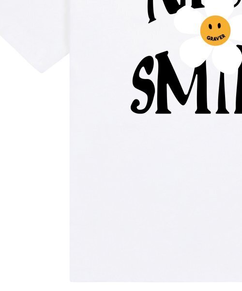 GRAVER（グレーバー）の「[ユニセックス]ナイススマイルロゴフラワー半袖Tシャツ_ホワイト（Tシャツ/カットソー・レディース・ホワイト・SMALL/MEDIUM/LARGE/X-LARGE）」の5枚目の写真