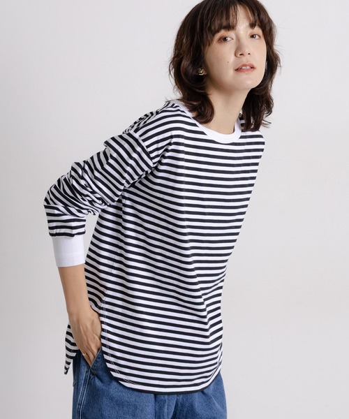 studio CLIP（スタディオクリップ）の「アソートラウンドヘムロングスリーブTシャツ（Tシャツ/カットソー・レディース・アイボリー/その他1/ホワイト/その他2・FREE）」の4枚目の写真