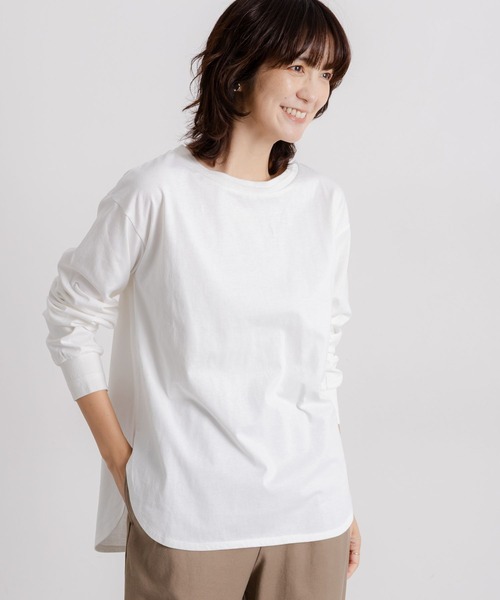 studio CLIP（スタディオクリップ）の「アソートラウンドヘムロングスリーブTシャツ（Tシャツ/カットソー・レディース・アイボリー/その他1/ホワイト/その他2・FREE）」の2枚目の写真
