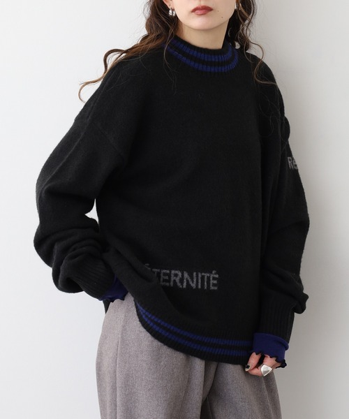 EGLANTINE(エグランティーヌ)の「EGLANTINE ライン入りロゴニット(ニット/セーター・レディース・レッド/ブラック/チャコールグレー・38)」の19枚目の写真
