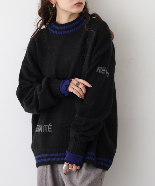 EGLANTINE(エグランティーヌ)の「EGLANTINE ライン入りロゴニット(ニット/セーター・レディース・レッド/ブラック/チャコールグレー・38)」の20枚目の写真