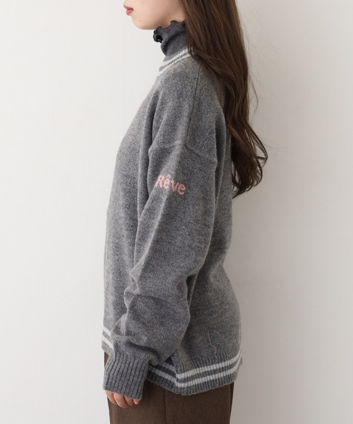 EGLANTINE(エグランティーヌ)の「EGLANTINE ライン入りロゴニット(ニット/セーター・レディース・レッド/ブラック/チャコールグレー・38)」の11枚目の写真