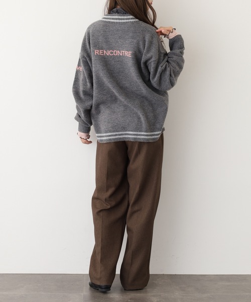 EGLANTINE(エグランティーヌ)の「EGLANTINE ライン入りロゴニット(ニット/セーター・レディース・レッド/ブラック/チャコールグレー・38)」の13枚目の写真