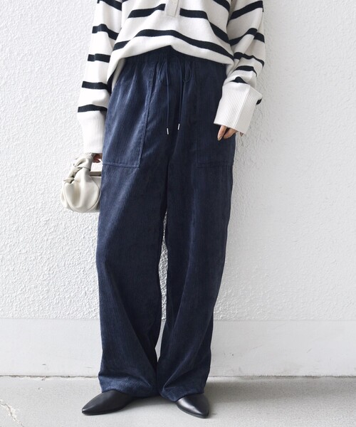 SHIPS(シップス)の「〈洗濯機可能〉TUMUGITO(R) コーデュロイ ドロスト パンツ 2(その他パンツ・レディース・グレー系/ネイビー/サンドベージュ・ONE SIZE)」の3枚目の写真