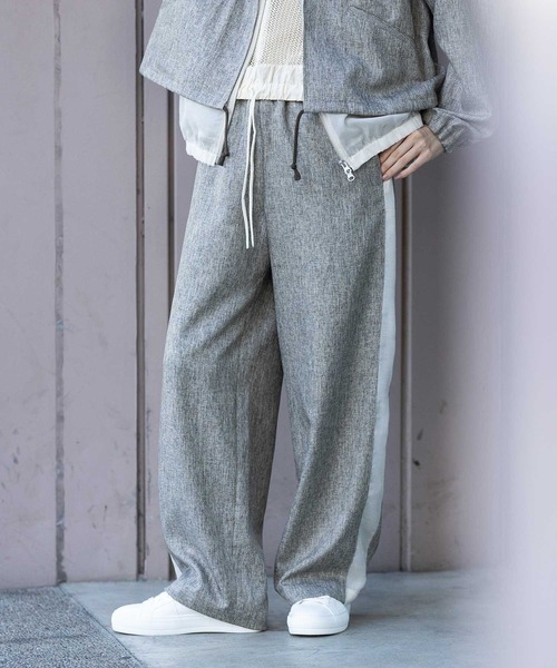 Munich（ミューニック）の「【ウォッシャブル】【防シワ】ツイード調ツイル×メッシュサイドストライプパンツ（その他パンツ・レディース・ブラウン/グレー/ブラック・M/S/XS）」の3枚目の写真