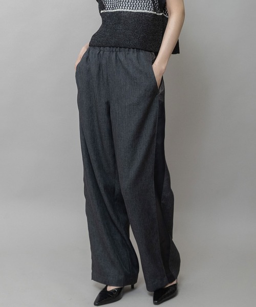 Munich（ミューニック）の「【ウォッシャブル】【防シワ】ツイード調ツイル×メッシュサイドストライプパンツ（その他パンツ・レディース・ブラウン/グレー/ブラック・M/S/XS）」の2枚目の写真