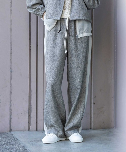 Munich（ミューニック）の「【ウォッシャブル】【防シワ】ツイード調ツイル×メッシュサイドストライプパンツ（その他パンツ・レディース・ブラウン/グレー/ブラック・M/S/XS）」の4枚目の写真