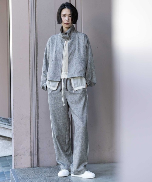 Munich（ミューニック）の「【ウォッシャブル】【防シワ】ツイード調ツイル×メッシュサイドストライプパンツ（その他パンツ・レディース・ブラウン/グレー/ブラック・M/S/XS）」の7枚目の写真