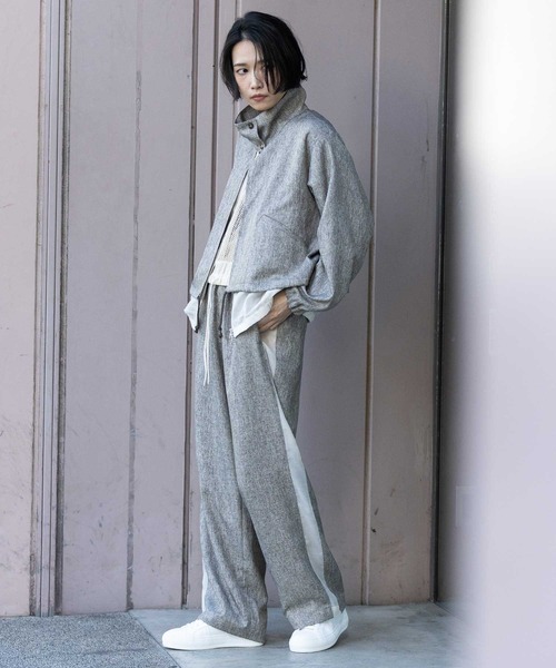 Munich（ミューニック）の「【ウォッシャブル】【防シワ】ツイード調ツイル×メッシュサイドストライプパンツ（その他パンツ・レディース・ブラウン/グレー/ブラック・M/S/XS）」の6枚目の写真